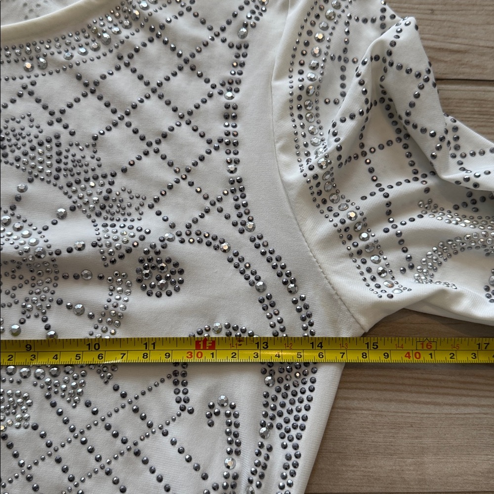 Arden B White Rhinestone Long Sleeve Bodycon Dress – Size M (NWT) - Picture 6 of 6
